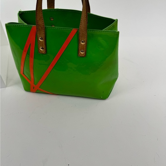 Louis Vuitton Vernis Collab/w Robert Wilson RARE Bright Green w/Orange PM Reade - Picture 6 of 9